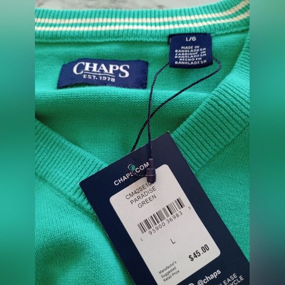 NWT Chaps Sweater Vest Paradise Green Size Large - Picture 3 of 6